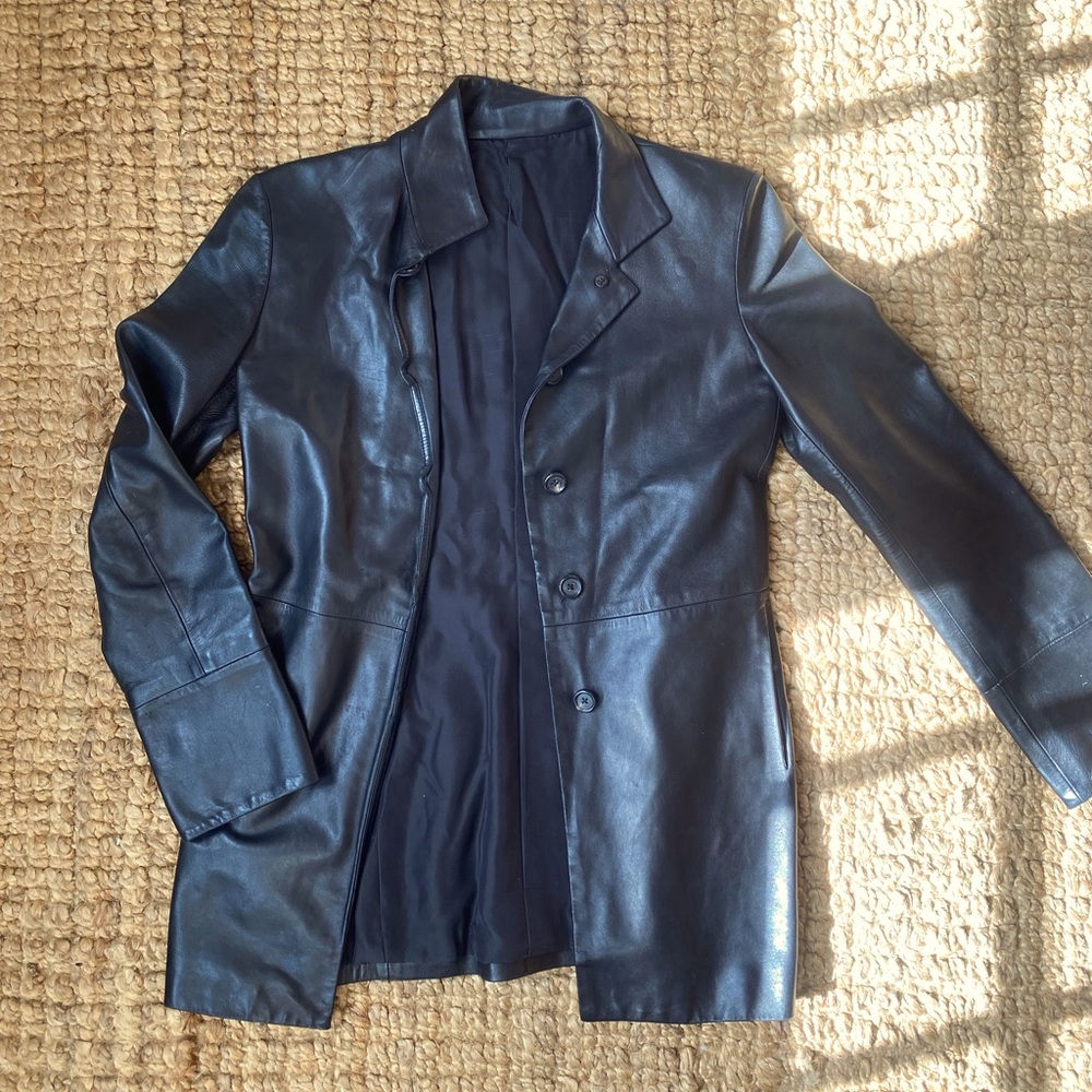 Jil Sander Genuine Leather Jacket trench 34